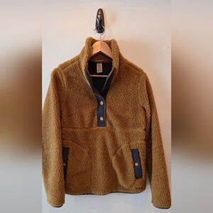 L.L. Bean Brown With Navy Blue Trim Sherpa Jacket